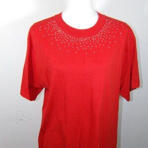 Vintage Gepetto Red Pull Over Shirt with Rhinestones Vintage